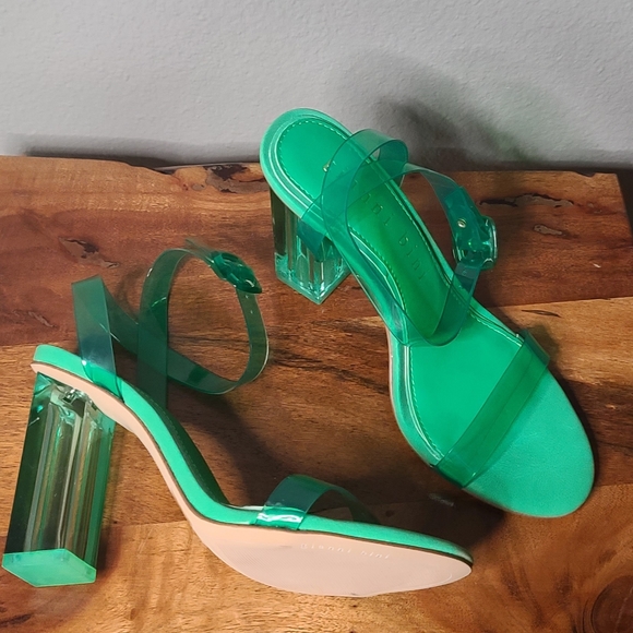 Gianni Bini Liyra Green Clear Jelly Ankle Strap Block Heel Sandals - Picture 6 of 7